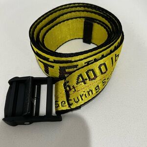 Off-White Yellow Industrial Web Belt with Black Buckle